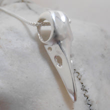 Load image into Gallery viewer, The Raven Pendant, Sterling Silver Raven Pendant, Animal Lover Necklace, Solid Silver Bird Skull Pendant, Gothic Jewellery, Irish Warrior Woman, War Goddess Pendant, Silver Crow Skull Talisman