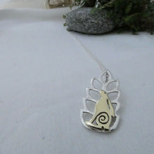 Load image into Gallery viewer, Wild Irish Hare in the Corn Pendant, Sterling Silver and Brass, Good Luck Jewellery, Nature Lover Pendant, Cute Rabbit Jewellery Gift