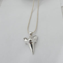 Load image into Gallery viewer, Shark Tooth Pendant, Sterling Silver Shark Tooth Pendant, Animal Lover Jewellery, Shark Lover Gift, For Him, For Her, Unisex Jewellery, Shark Necklace, Surfer Gift, Beach Jewelry, Marine Pendant