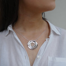 Load image into Gallery viewer, Moon Phase Pendant, Sterling Silver Moon Pendant, Textured Silver Pendant, Nature Necklace, Cycle of Life Pendant, Artemis, Moon Deity, Meaningful Gift