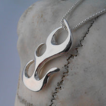 Load image into Gallery viewer, Bealtaine Pendant, Sterling Silver Flames Pendant, Fire Necklace, Festival of Fire, Celtic Goddess Pendant, Wiccan Jewelry