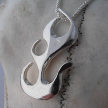 Load image into Gallery viewer, Bealtaine Pendant, Sterling Silver Flames Pendant, Fire Necklace, Festival of Fire, Celtic Goddess Pendant, Wiccan Jewelry