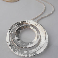 Load image into Gallery viewer, Moon Phase Pendant, Sterling Silver Moon Pendant, Textured Silver Pendant, Nature Necklace, Cycle of Life Pendant, Artemis, Moon Deity, Meaningful Gift