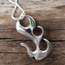 Load image into Gallery viewer, Bealtaine Pendant, Sterling Silver Flames Pendant, Fire Necklace, Festival of Fire, Celtic Goddess Pendant, Wiccan Jewelry