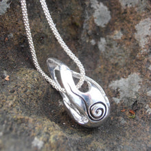 Load image into Gallery viewer, Bealtaine Pendant, Oxidised Sterling Silver Festival Fire Pendant, Flames Pendant, Fire Goddess Necklace, Engraved Jewellery, Druid
