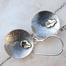 Load image into Gallery viewer, Oak Earrings, Sterling Silver Tree Earrings, Leaf Textured Silver Earrings, Brass Leaf Detail Jewellery, Leaf Earrings, Nature Jewelry, Oak Tree Jewellery