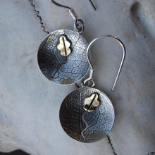 Load image into Gallery viewer, Oak Earrings, Sterling Silver Tree Earrings, Leaf Textured Silver Earrings, Brass Leaf Detail Jewellery, Leaf Earrings, Nature Jewelry, Oak Tree Jewellery