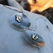 Load image into Gallery viewer, Oak Earrings, Sterling Silver Tree Earrings, Leaf Textured Silver Earrings, Brass Leaf Detail Jewellery, Leaf Earrings, Nature Jewelry, Oak Tree Jewellery