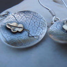 Load image into Gallery viewer, Oak Earrings, Sterling Silver Tree Earrings, Leaf Textured Silver Earrings, Brass Leaf Detail Jewellery, Leaf Earrings, Nature Jewelry, Oak Tree Jewellery
