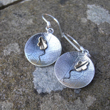 Load image into Gallery viewer, Oak Earrings, Sterling Silver Tree Earrings, Leaf Textured Silver Earrings, Brass Leaf Detail Jewellery, Leaf Earrings, Nature Jewelry, Oak Tree Jewellery