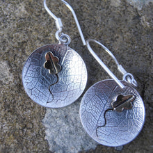 Load image into Gallery viewer, Oak Earrings, Sterling Silver Tree Earrings, Leaf Textured Silver Earrings, Brass Leaf Detail Jewellery, Leaf Earrings, Nature Jewelry, Oak Tree Jewellery