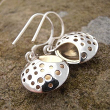Load image into Gallery viewer, Moonscape Earrings, Sterling Silver Earrings with Brass Details, Elemental Jewellery, Moon Earrings, Light Jewelry, Feminine Earrings, Moon Deity Earrings