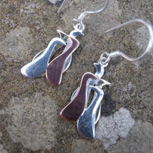 Load image into Gallery viewer, Children of Lir Earrings, Sterling Silver Swans Earrings, Shapeshifter Jewellery, Mixed Metals Jewelry, Love Earings, Family Jewellery, Celtic Folklore
