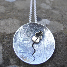 Load image into Gallery viewer, Oak Tree Pendant, Sterling Silver Tree Pendant, Leaf Textured Silver Necklace, Brass Leaf Details, Nature Pendant, Pagan Jewellery, Leaf Pendant
