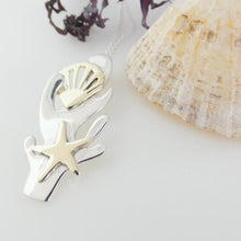 Load image into Gallery viewer, Beach Combing Pendant, Sterling Silver Beach Necklace, Summer Jewelry, Clam Necklace, Nature Lover Gift