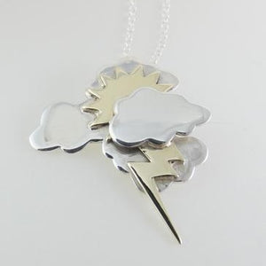Irish Weather Pendant, Sterling Silver Storm Earrings, Sun Necklace, Cloud Pendant, Lightening Necklace, Thunder Jewellery, Irish Culture