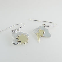 Load image into Gallery viewer, Irish Weather Earrings, Sterling Silver Weather Earrings, Sun Earrings, Cloud Earrings, Storm Earrings, Lightening Earrings, Cottagecore Jewelry