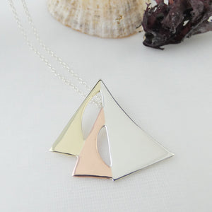 Galway Hooker Pendant, Sterling Silver Ship Pendant, Ship Sails Pendant, Sailing Gift, Fishing Boat Necklace, Nautical Jewellery, Irish History Jewelry