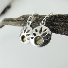 Load image into Gallery viewer, Lughnasa Round Earrings, Sterling Silver Earrings with Brass Detailing, Mixed Metal Earrings, Celtic God Lugh Earrings, Pagan Light Festival Jewellery, Fall Equinox Jewelry