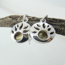 Load image into Gallery viewer, Lughnasa Round Earrings, Sterling Silver Earrings with Brass Detailing, Mixed Metal Earrings, Celtic God Lugh Earrings, Pagan Light Festival Jewellery, Fall Equinox Jewelry