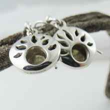 Load image into Gallery viewer, Lughnasa Round Earrings, Sterling Silver Earrings with Brass Detailing, Mixed Metal Earrings, Celtic God Lugh Earrings, Pagan Light Festival Jewellery, Fall Equinox Jewelry