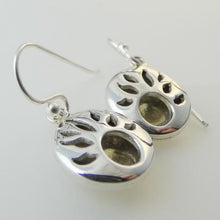 Load image into Gallery viewer, Lughnasa Round Earrings, Sterling Silver Earrings with Brass Detailing, Mixed Metal Earrings, Celtic God Lugh Earrings, Pagan Light Festival Jewellery, Fall Equinox Jewelry