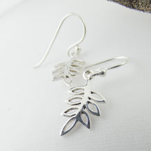 Load image into Gallery viewer, Ash Tree Earrings, Sterling Silver Leaf Earrings, Fairy Tree Jewellery, Silver Tree of Life, Nature Lover Gift
