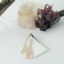 Load image into Gallery viewer, Galway Hooker Pendant, Sterling Silver Ship Pendant, Ship Sails Pendant, Sailing Gift, Fishing Boat Necklace, Nautical Jewellery, Irish History Jewelry