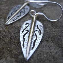 Load image into Gallery viewer, Arrowhead Earrings, Sterling Silver Fairy Dart Earrings, Celtic Talisman, Pagan Jewelry, Elf Shot Earrings, Ceremonial Weapon Jewellery, Silver Arrow Necklace,