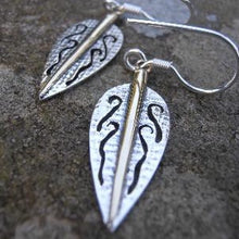 Load image into Gallery viewer, Arrowhead Earrings, Sterling Silver Fairy Dart Earrings, Celtic Talisman, Pagan Jewelry, Elf Shot Earrings, Ceremonial Weapon Jewellery, Silver Arrow Necklace,