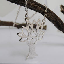 Load image into Gallery viewer, Tree of Knowledge Pendant, Sterling Silver Tree Pendant, Textured Silver Necklace, Nature Pendant, Leaf Necklace, Quirky Jewellery, Wisdom Amulet, Pagan Necklace