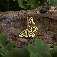 Load image into Gallery viewer, 10 Carat Gold Butterfly Necklace, Nature Lover, Solid Gold Butterfly, Symbol of Beauty and Transformation, Transitional Pendant, Cottagecore Jewellery, Cute Necklace, Delicate Jewelry