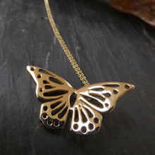 Load image into Gallery viewer, 10 Carat Gold Butterfly Necklace, Nature Lover, Solid Gold Butterfly, Symbol of Beauty and Transformation, Transitional Pendant, Cottagecore Jewellery, Cute Necklace, Delicate Jewelry