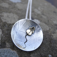 Load image into Gallery viewer, Oak Tree Pendant, Sterling Silver Tree Pendant, Leaf Textured Silver Necklace, Brass Leaf Details, Nature Pendant, Pagan Jewellery, Leaf Pendant