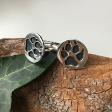Load image into Gallery viewer, Cuchulain Wolf Hound Cufflinks, Sterling Silver Paw Cuff Links, Animal Lover Gift, Paw Print Jewellery, Irish Warrior Cufflinks