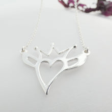 Load image into Gallery viewer, Contemporary Claddagh Necklace, Sterling Silver Claddagh, Quirky Jewellery, Unique Necklace, Friendship Necklace, Love Jewelry, Friendship Necklace, Heart Pendant