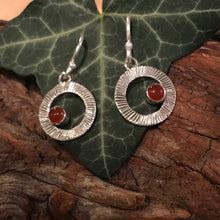 Load image into Gallery viewer, Lughnasa Carnelian Earrings, Sterling Silver set with Carnelian Stone, Irish Harvest Festival Earrings, Celtic Light God Jewellery, Meaningful Sun Jewelry, Summer Equinox Jewllery