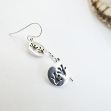 Load image into Gallery viewer, Frog Earrings, Sterling Silver Froggy Earrings, Quirky Earrings, Cottagecore Gift, Witch Jewelry, Oxidised Frog Footprint, Wiccan Jewellery, Cute Earrings, Pet Gift, Nature Jewellery