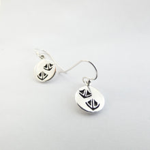 Load image into Gallery viewer, Duck Earrings, Oxidised Sterling Silver Earrings, Silver Duck Print Earrings, Bird Jewellery, Quirky Earrings, Good Luck Talisman, Irish Culture, Spirit Animal Jewelry