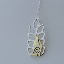 Load image into Gallery viewer, Wild Irish Hare in the Corn Pendant, Sterling Silver and Brass, Good Luck Jewellery, Nature Lover Pendant, Cute Rabbit Jewellery Gift