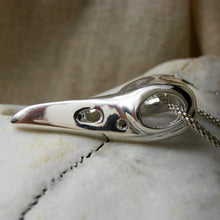 Load image into Gallery viewer, The Raven Pendant, Sterling Silver Raven Pendant, Animal Lover Necklace, Solid Silver Bird Skull Pendant, Gothic Jewellery, Irish Warrior Woman, War Goddess Pendant, Silver Crow Skull Talisman
