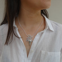 Load image into Gallery viewer, The Morrigan Pendant, Sterling Silver Raven Pendant, Animal Lover Necklace, Solid Silver Bird Skull Pendant, Gothic Jewellery, Irish Warrior Woman, War Goddess Pendant, Silver Crow Skull Talisman