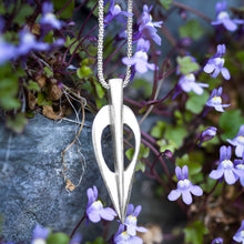Load image into Gallery viewer, Fairy Dart Pendant, Sterling Silver Arrowshot Pendant, Ceremonial Weapon Jewellery, Silver Arrow Necklace, Decorative Axe, Elf Shot Pendant