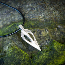 Load image into Gallery viewer, Fairy Dart Pendant, Sterling Silver Arrowshot Pendant, Ceremonial Weapon Jewellery, Silver Arrow Necklace, Decorative Axe, Elf Shot Pendant