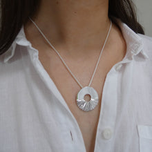 Load image into Gallery viewer, Lughnasa Light Pendant, Chunky Sterling Silver Light Pendant, Meangingful Necklace, Sun Pendant, Light Festival Jewellery, Irish Pagan Celebration, Wicca