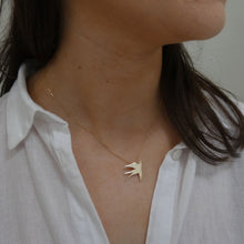 Load image into Gallery viewer, 10 Carat Gold Swallow Ór Pendant, Solid Gold Bird Pendant, Gift for Bird Watcher, Nature Jewellery, Summer Jewelry, Celtic Amulet, Druid Jewelry