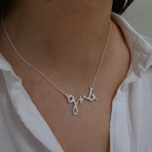 Load image into Gallery viewer, Grá - Love, Sterling Silver Irish Language Necklace, Gaeilgeoir, Cúpla Focal, Líofa Necklace, Necklace as Gaeilge, Gaeltacht, Handwriting Necklace