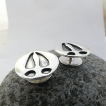 Load image into Gallery viewer, Deer Cuff Links, Sterling Silver Hoof Cufflinks, Animal Lover Gift, Deer Hoof Prints Jewellery, Stag Night, Groomsmen Gift, Nature Jewelry