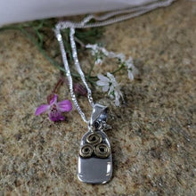 Load image into Gallery viewer, Dainty Standing Stone Brass Triskele Silver Pendant