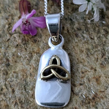 Load image into Gallery viewer, Small standing stone sterling silver pendant with trinity Knot